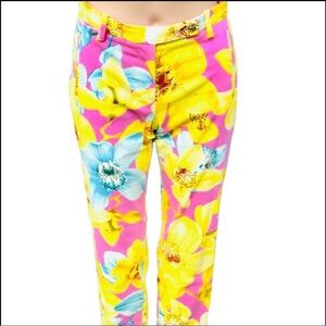 VERSACE floral capri pants Sz 4 IT 38